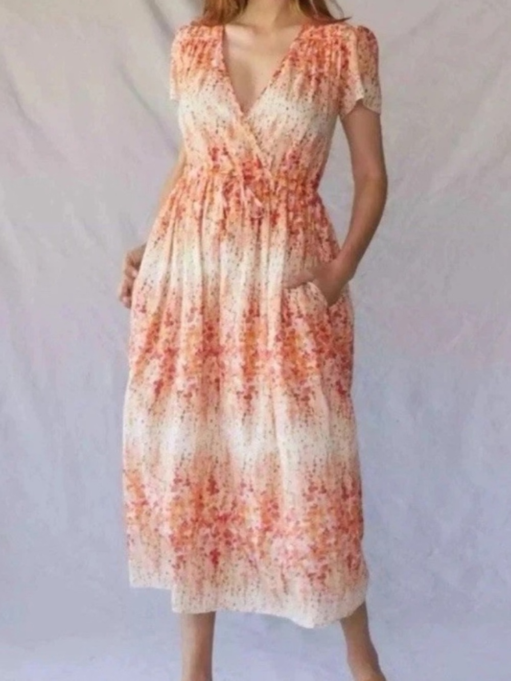 Christy Dawn the dawn dress midi sunset Gladiola-print Sz XL organic cotton